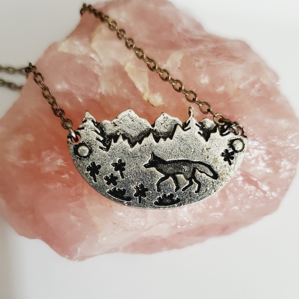 Fox necklace silver Forrest woodland animal